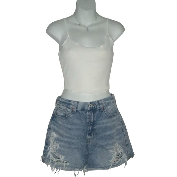 American Eagle Shorts Distressed Destroyed Frayed Festival egirl ALT Grunge Sz 4 - Picture 1 of 10